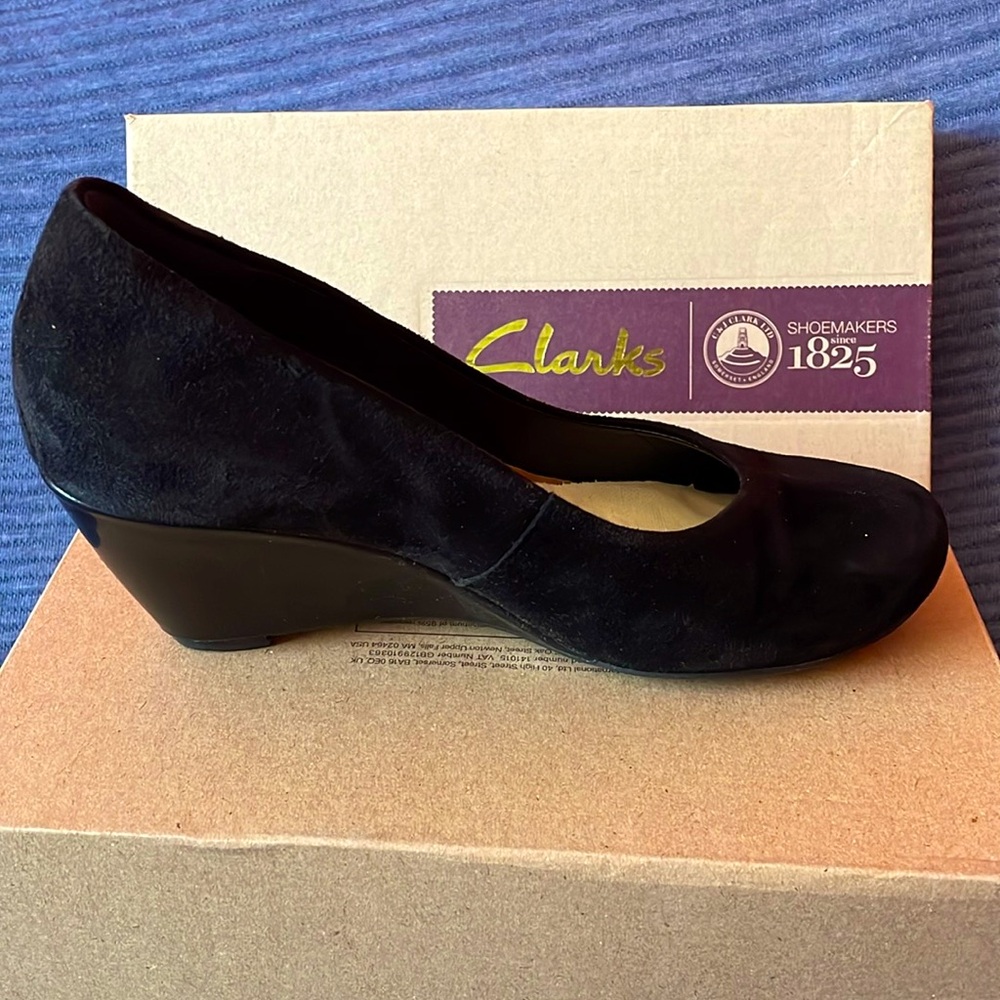 Black Suede Wedge Clarks